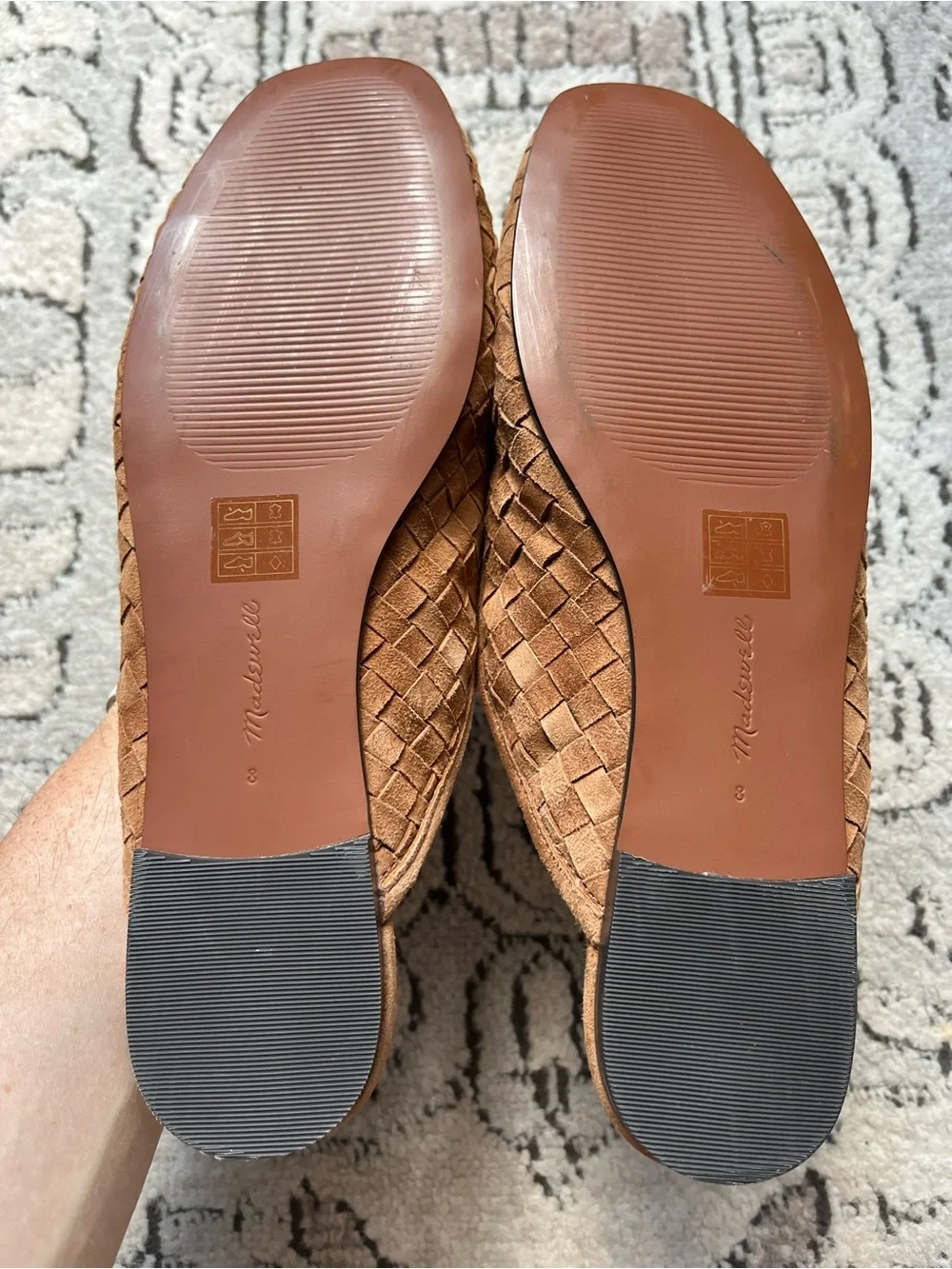 Madewell The Greta Ballet Flat Mule in Warm Hickory Basketweave Suede Size 8 - Picture 7 of 7